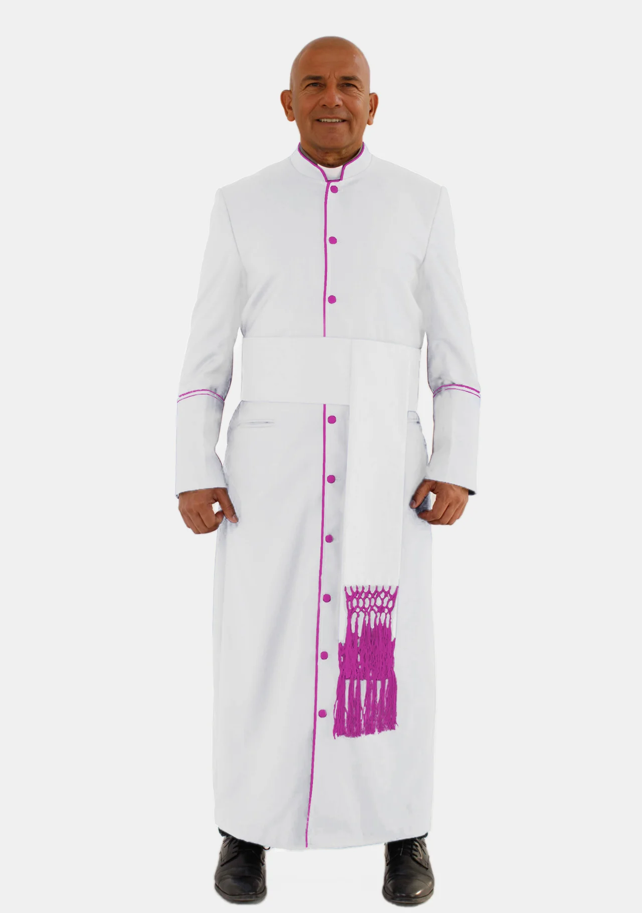 eClergys White and Red Purple Robe for Men - Image 3