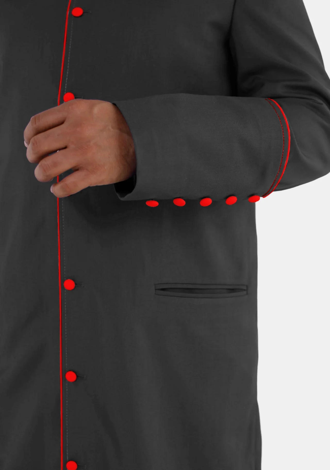 Bigtha Black with Red eClergy Robe for Men - Image 9