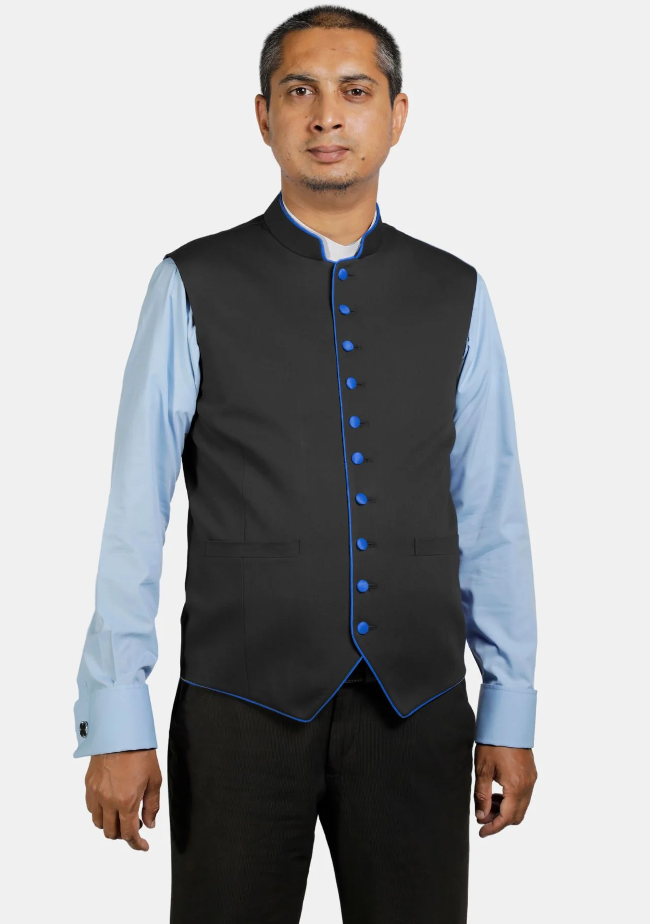 Eloquent Black Clergy Vest with Contrast Trim - Image 4