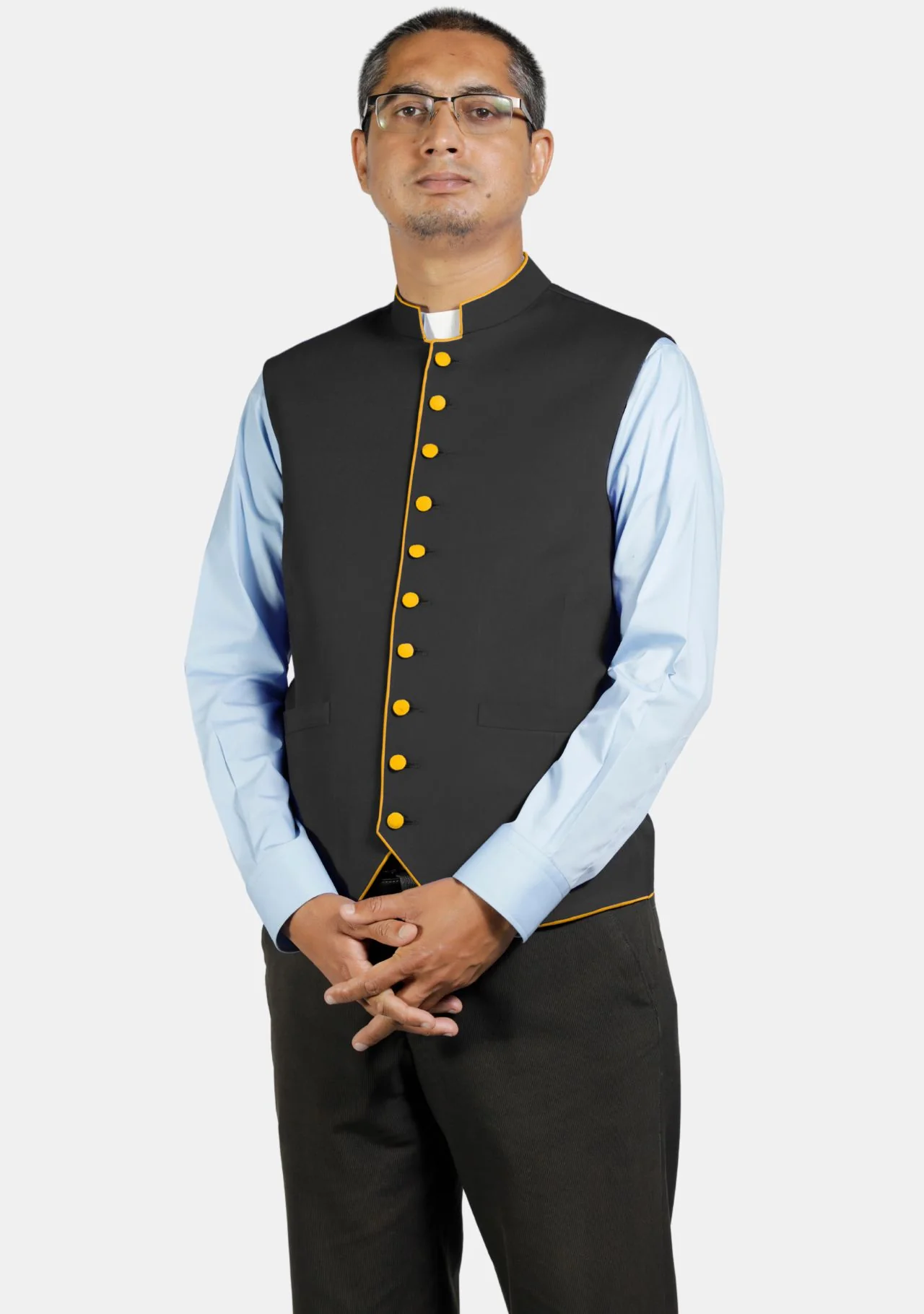 Eloquent Black Clergy Vest with Contrast Trim - Image 7