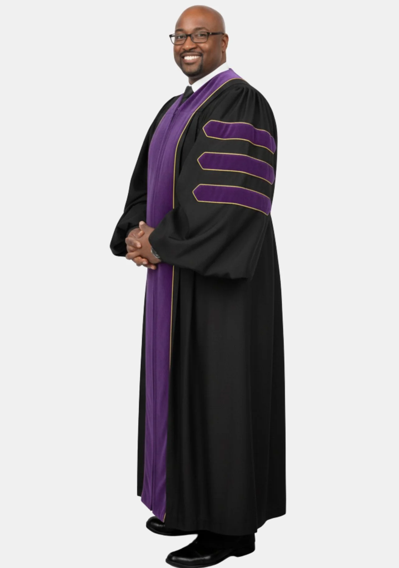 Stephen Pulpit Robe for Men Black and Roman Purple - Image 2
