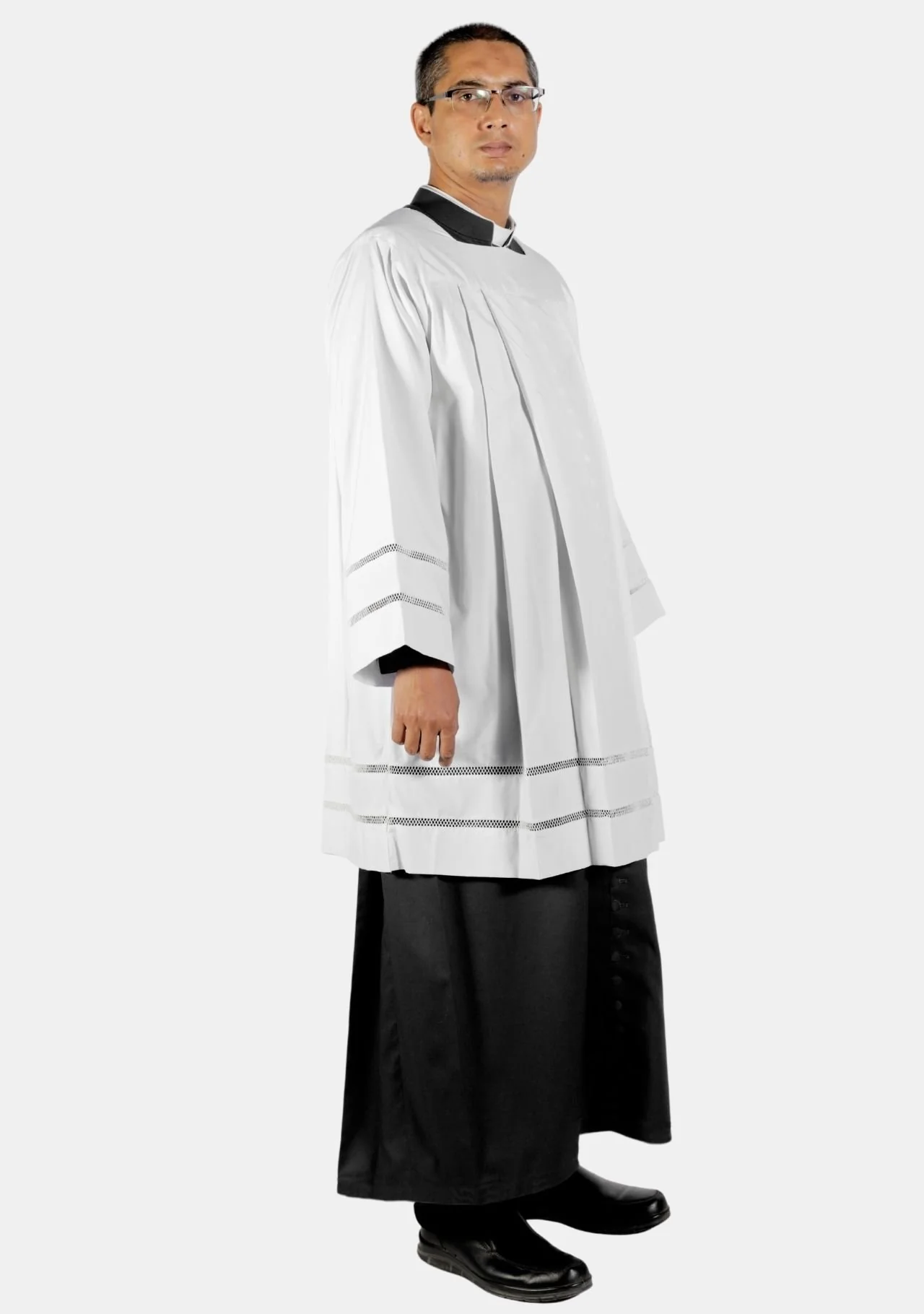 Catholic Priest Surplice With Double Floral Lace - Image 2