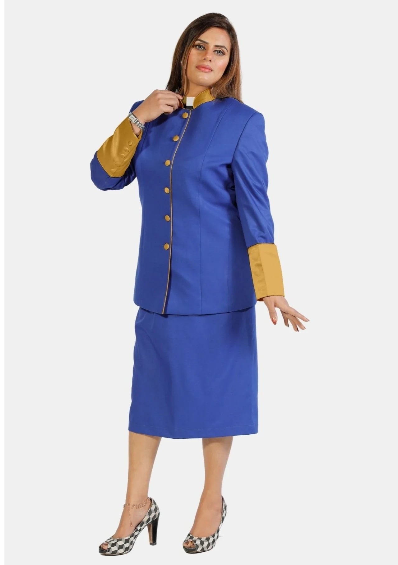 eClergy's Royal Blue Clerical Skirt Suit - Image 3