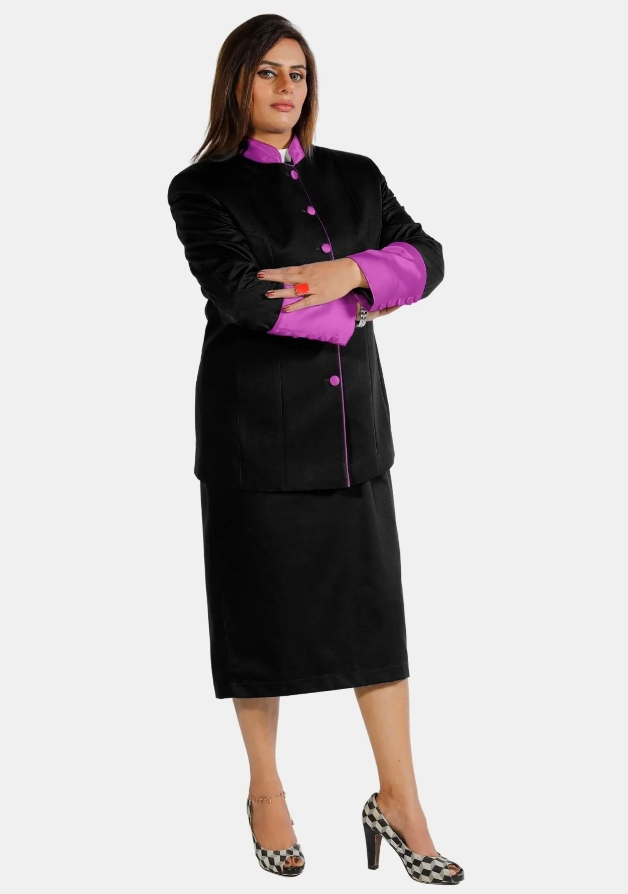 eClergy's Skirt Suit Black Purple - Image 2