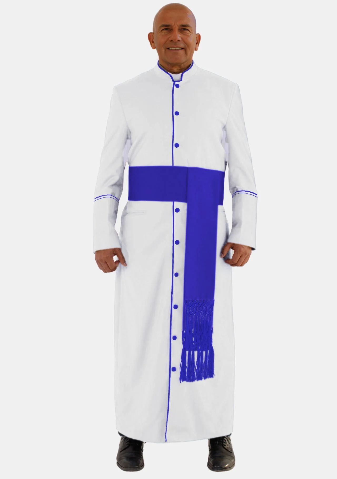 White with Royal Blue Mens eClergys Robe - Image 2