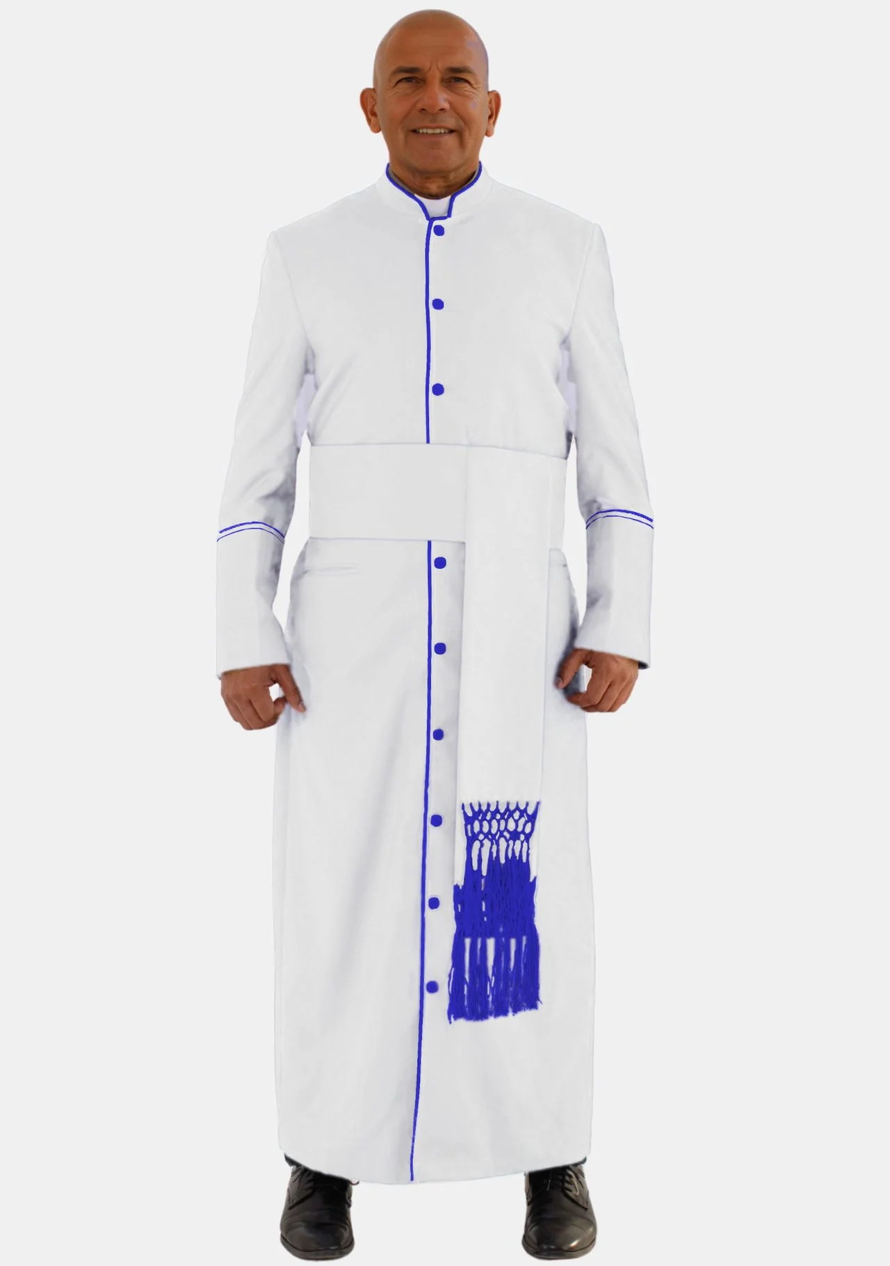 White with Royal Blue Mens eClergys Robe - Image 3