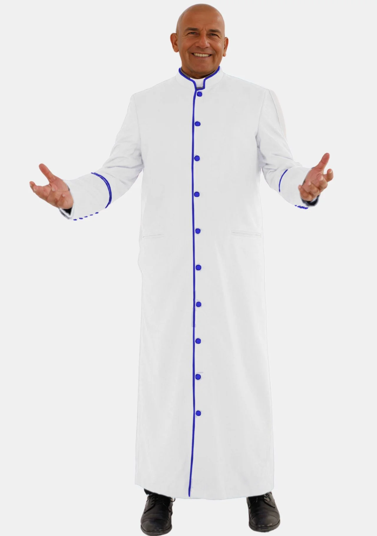 White with Royal Blue Mens eClergys Robe - Image 4
