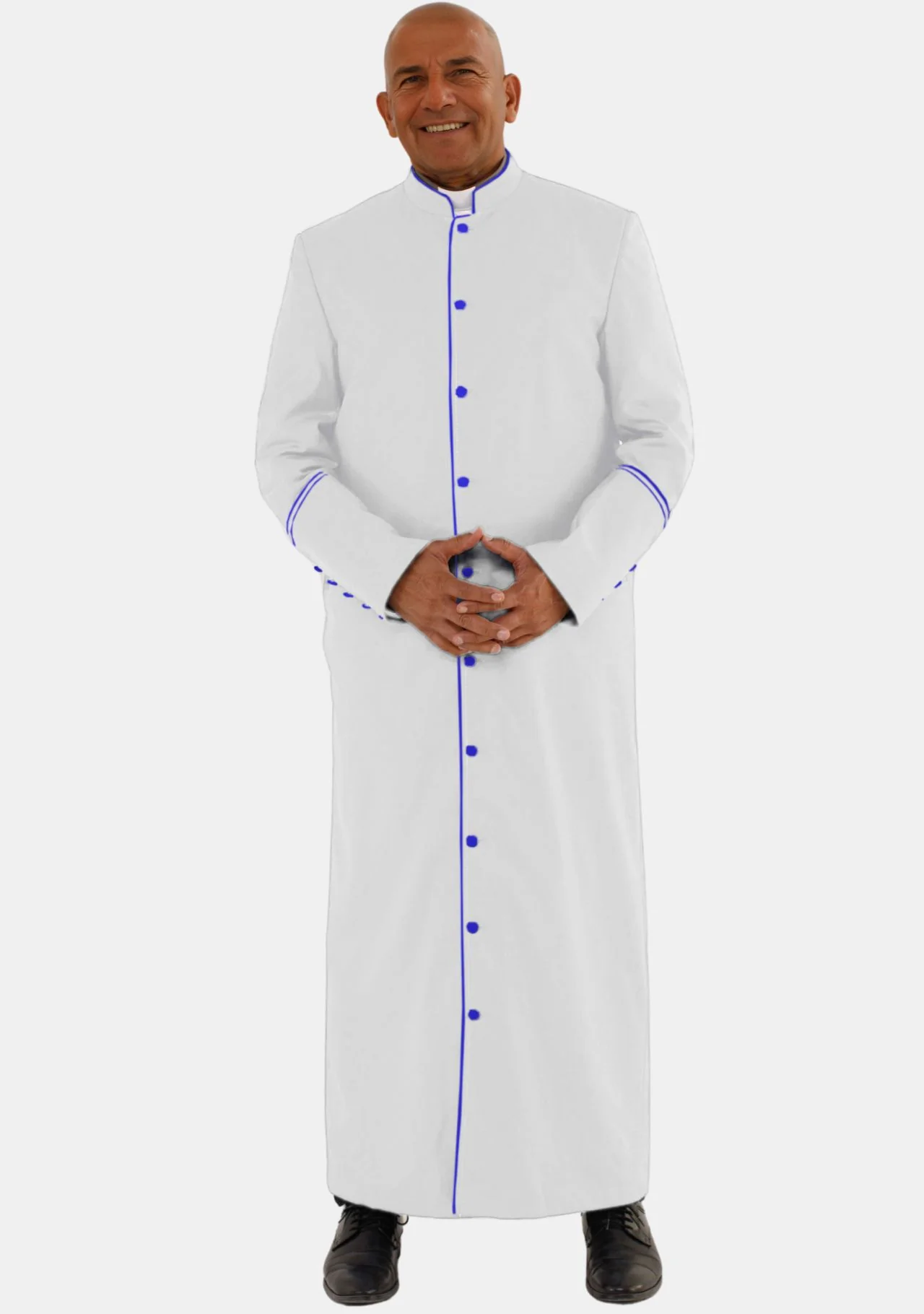 White with Royal Blue Mens eClergys Robe - Image 5
