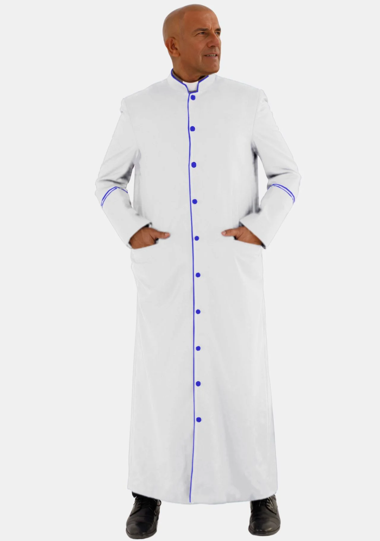 White with Royal Blue Mens eClergys Robe - Image 6
