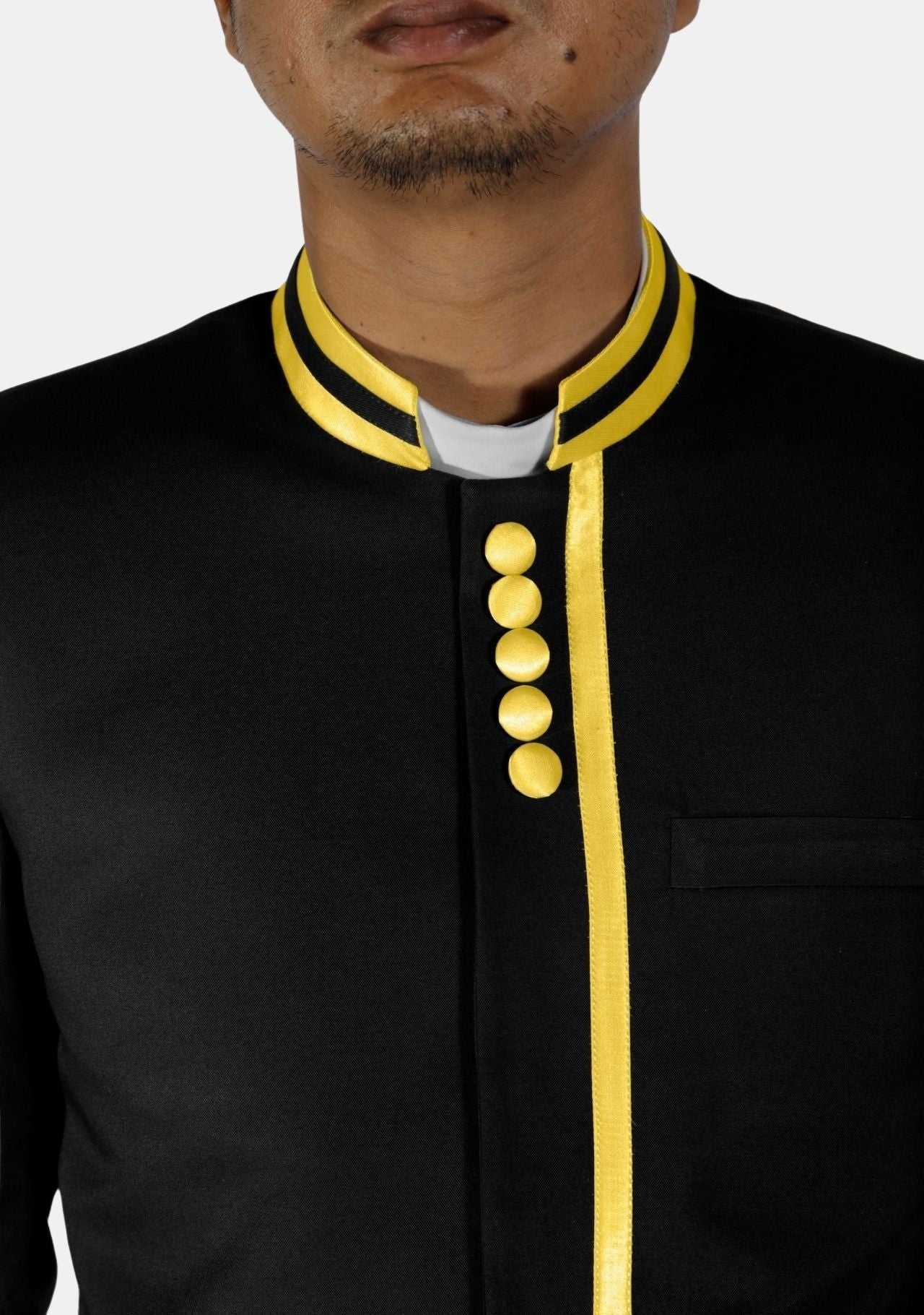 Black with Gold Priest Clerical Jacket - Image 3