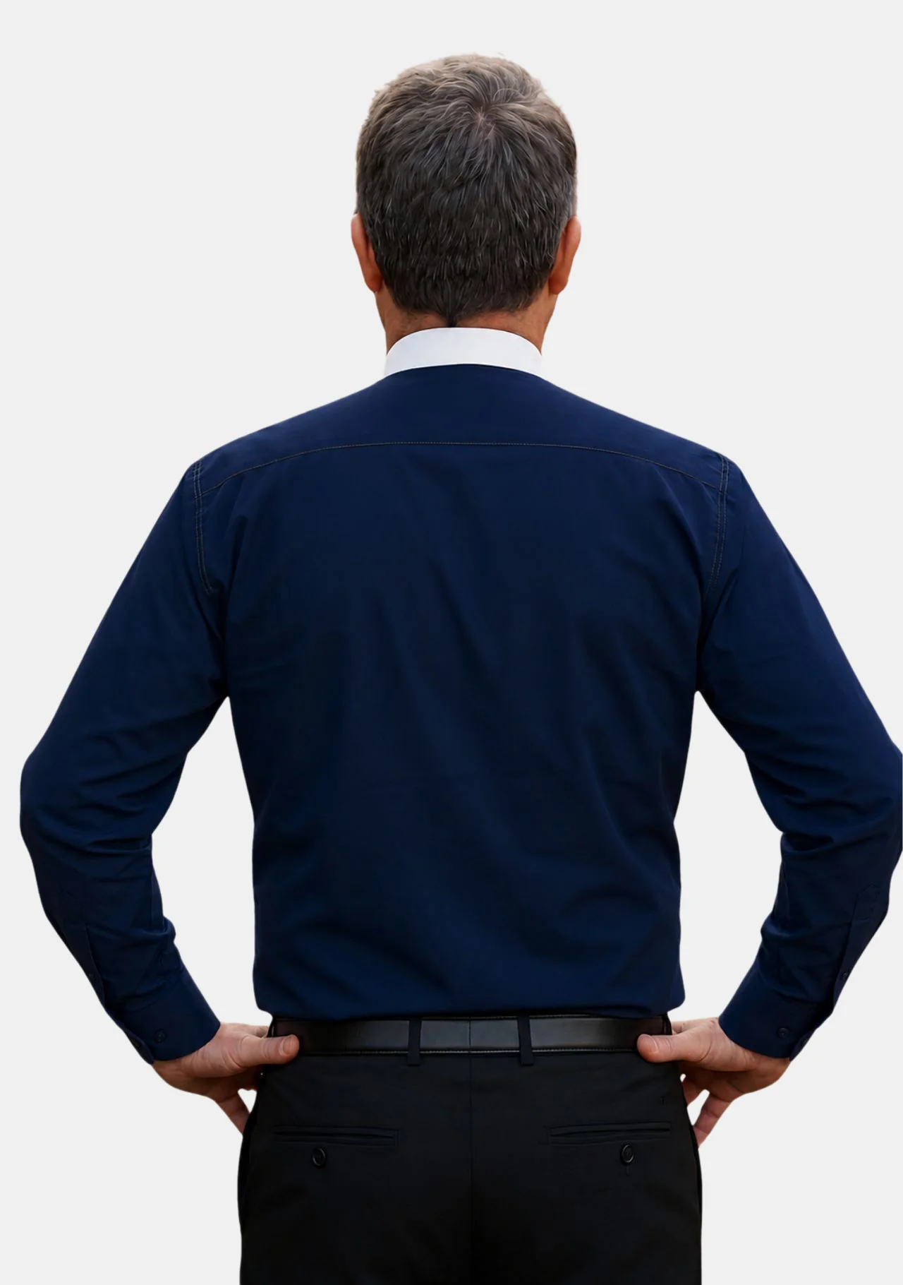 Eliakim Full Collar Long Sleeve Navy Blue Clergy Shirt for Men - Image 3