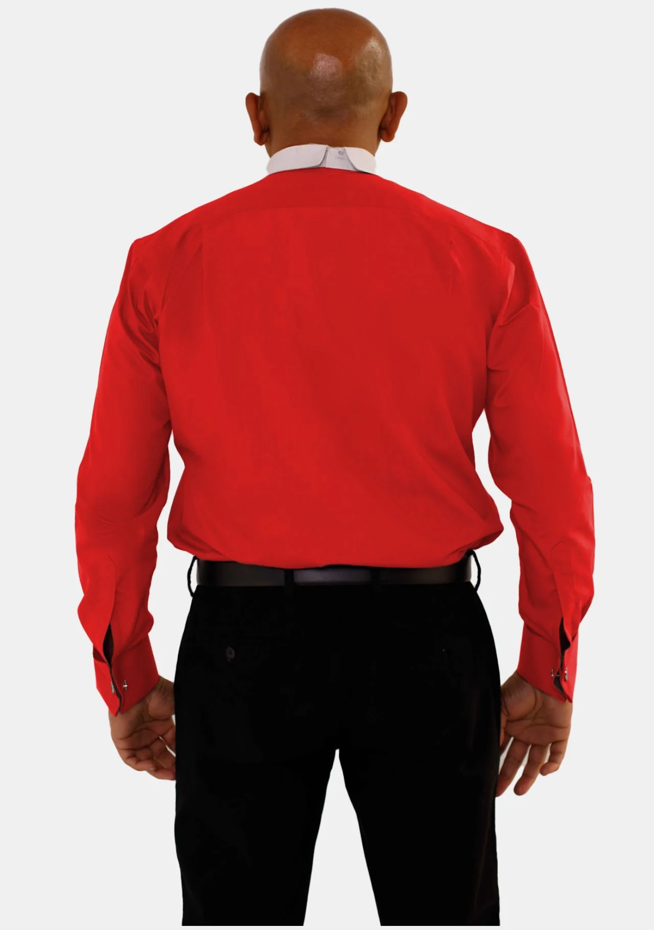 Full Collar Long Sleeve Red Cleric Shirt for Men - Image 3