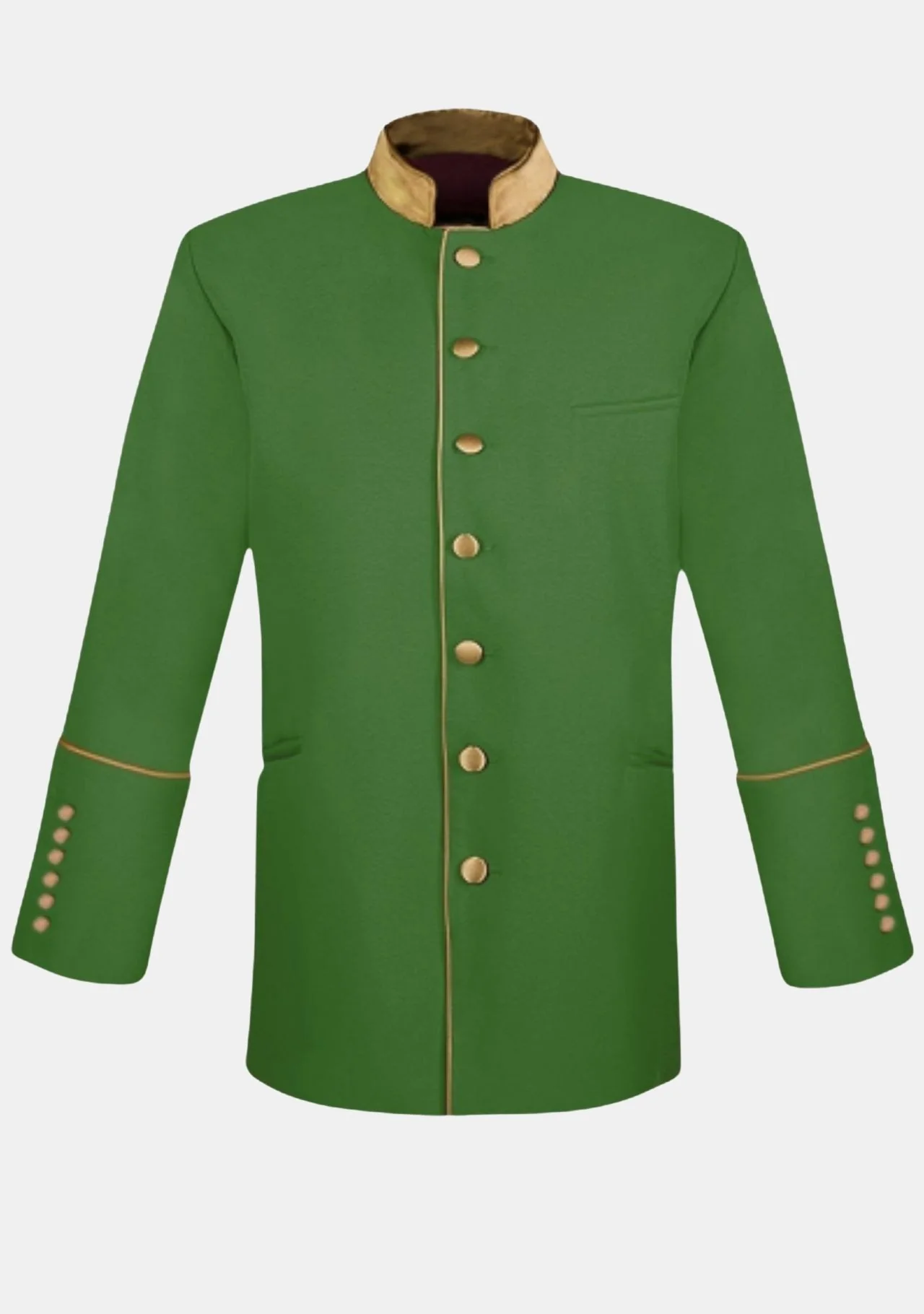 Olive Green Clergy Jacket with Gold Trim - Image 4
