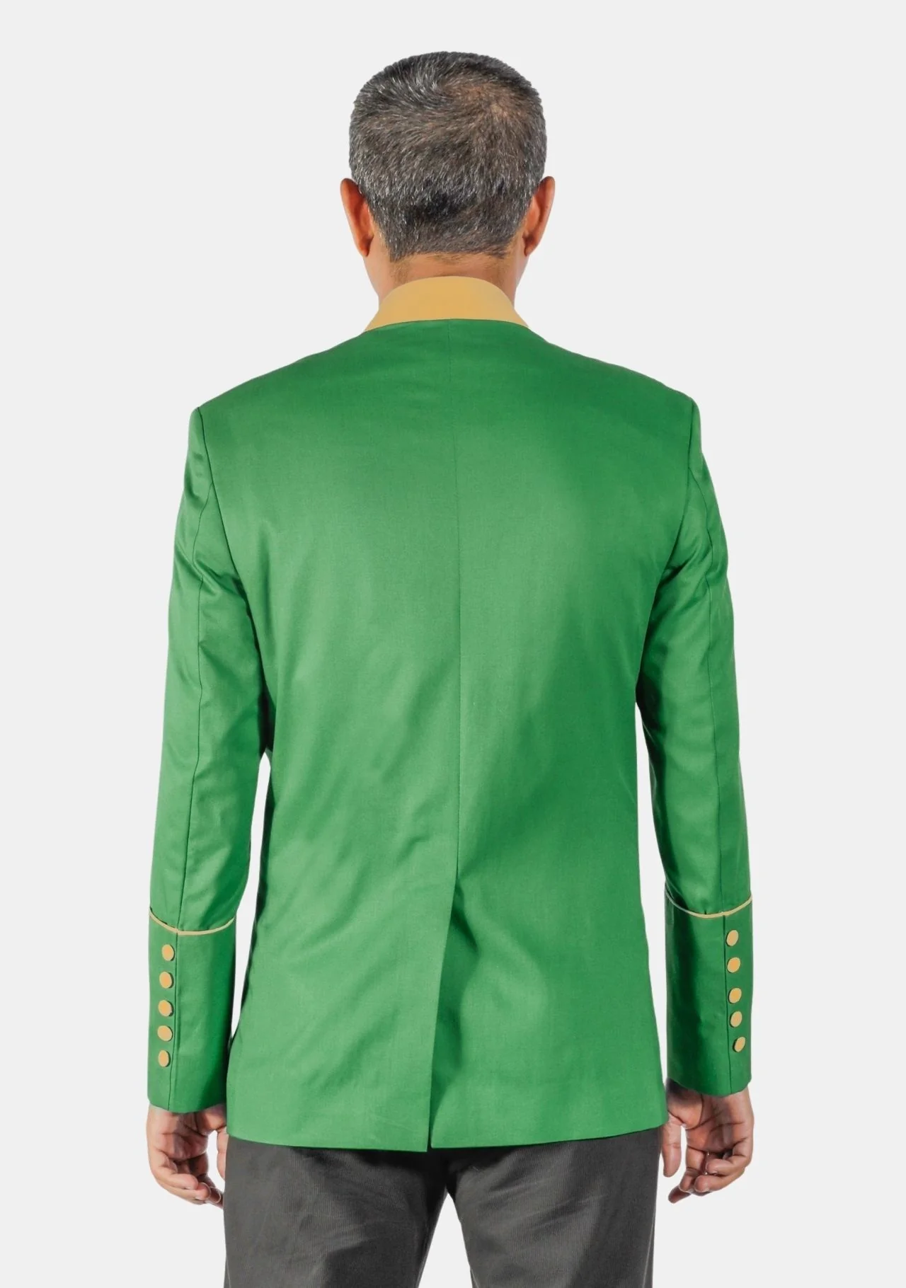 Olive Green Clergy Jacket with Gold Trim - Image 5