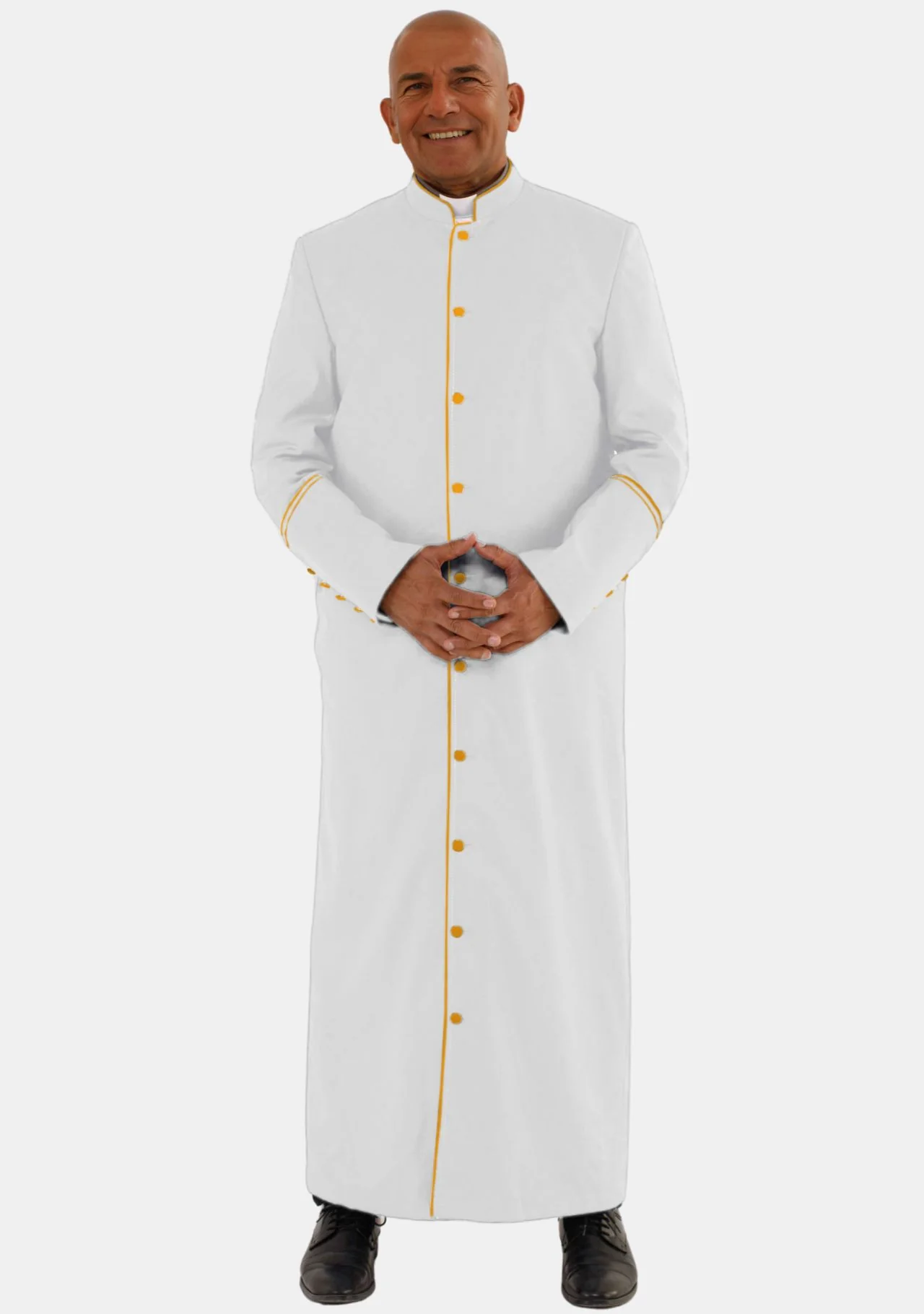 White and Gold Clerical Robe for Men - Image 6