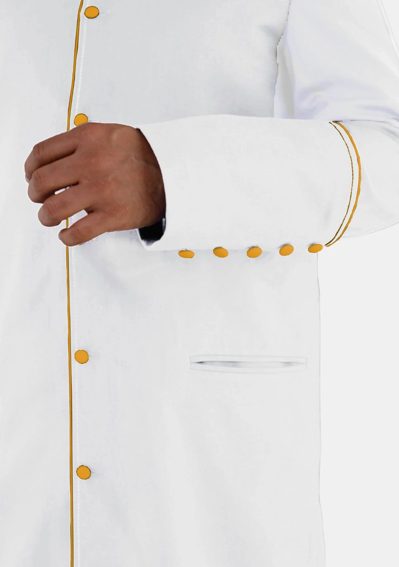 White and Gold Clerical Robe for Men - Image 7