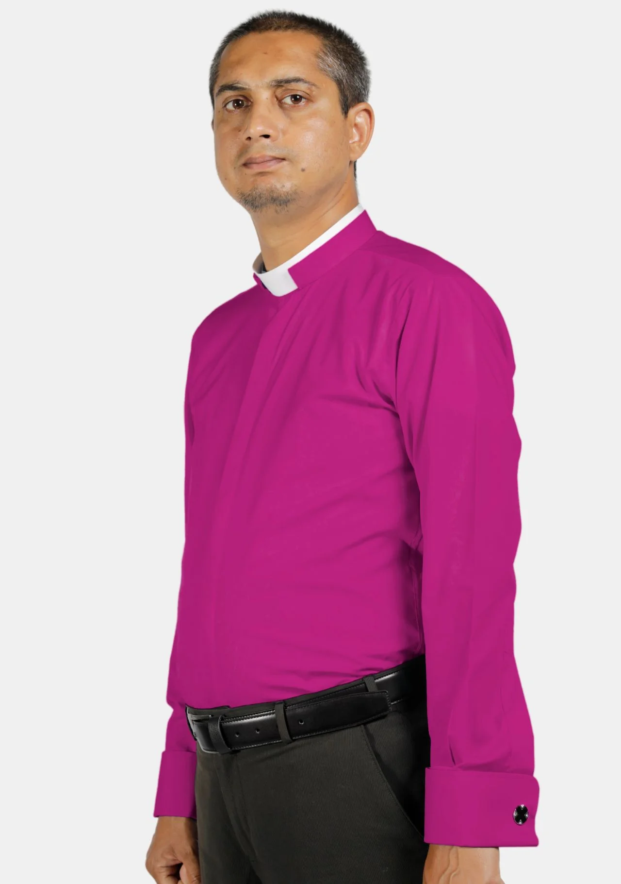 Red Purple Tonsure Collar Clerical Shirt - Image 2