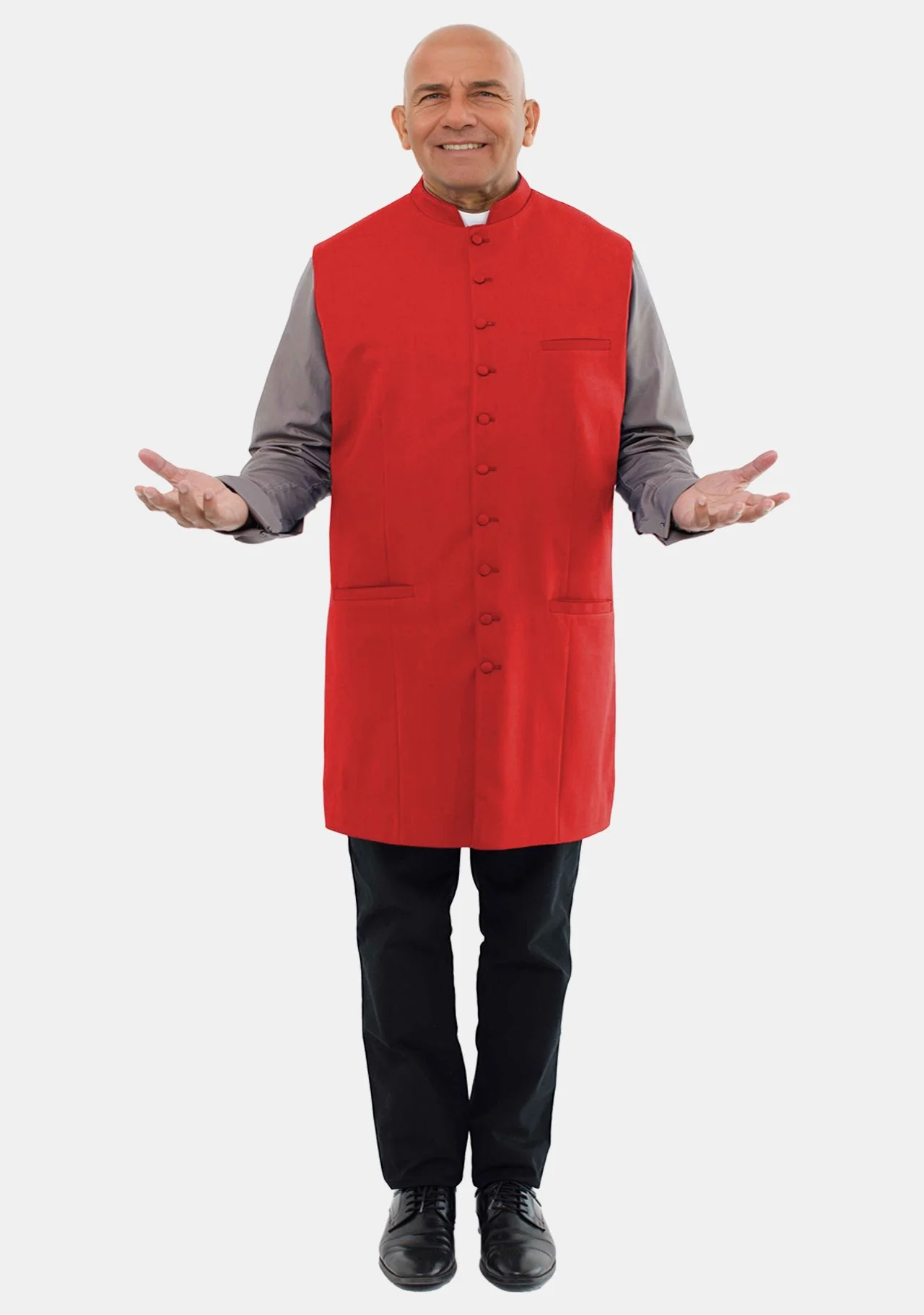 Men Clergy Long Vest Red - Image 2
