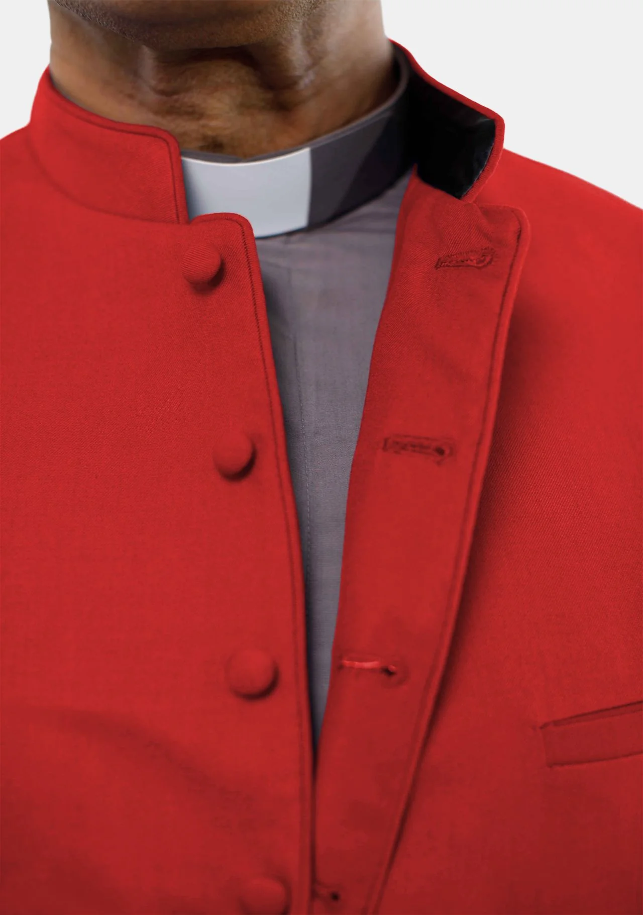 Men Clergy Long Vest Red - Image 4