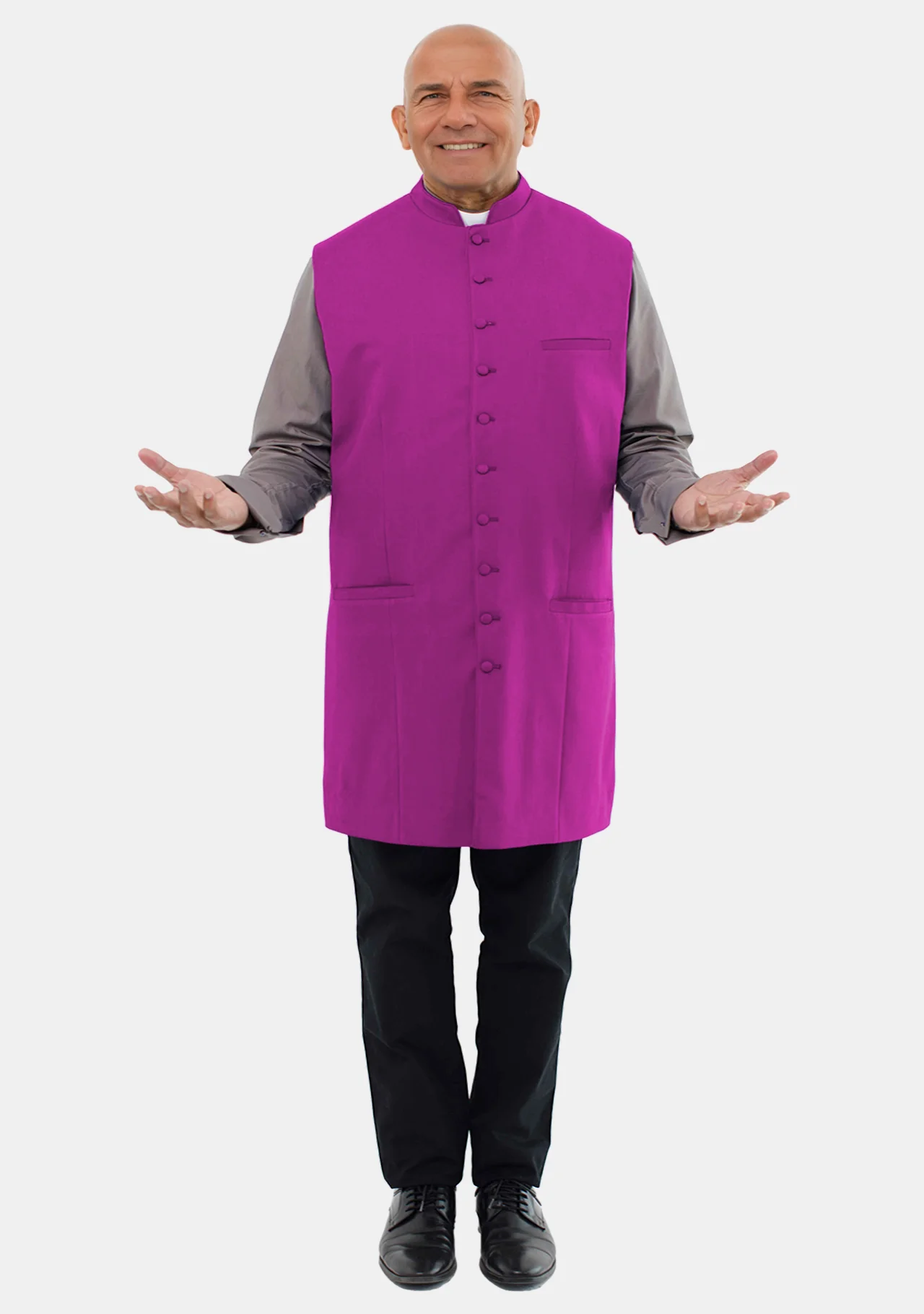 Men Clergy Long Vest Red Purple - Image 2