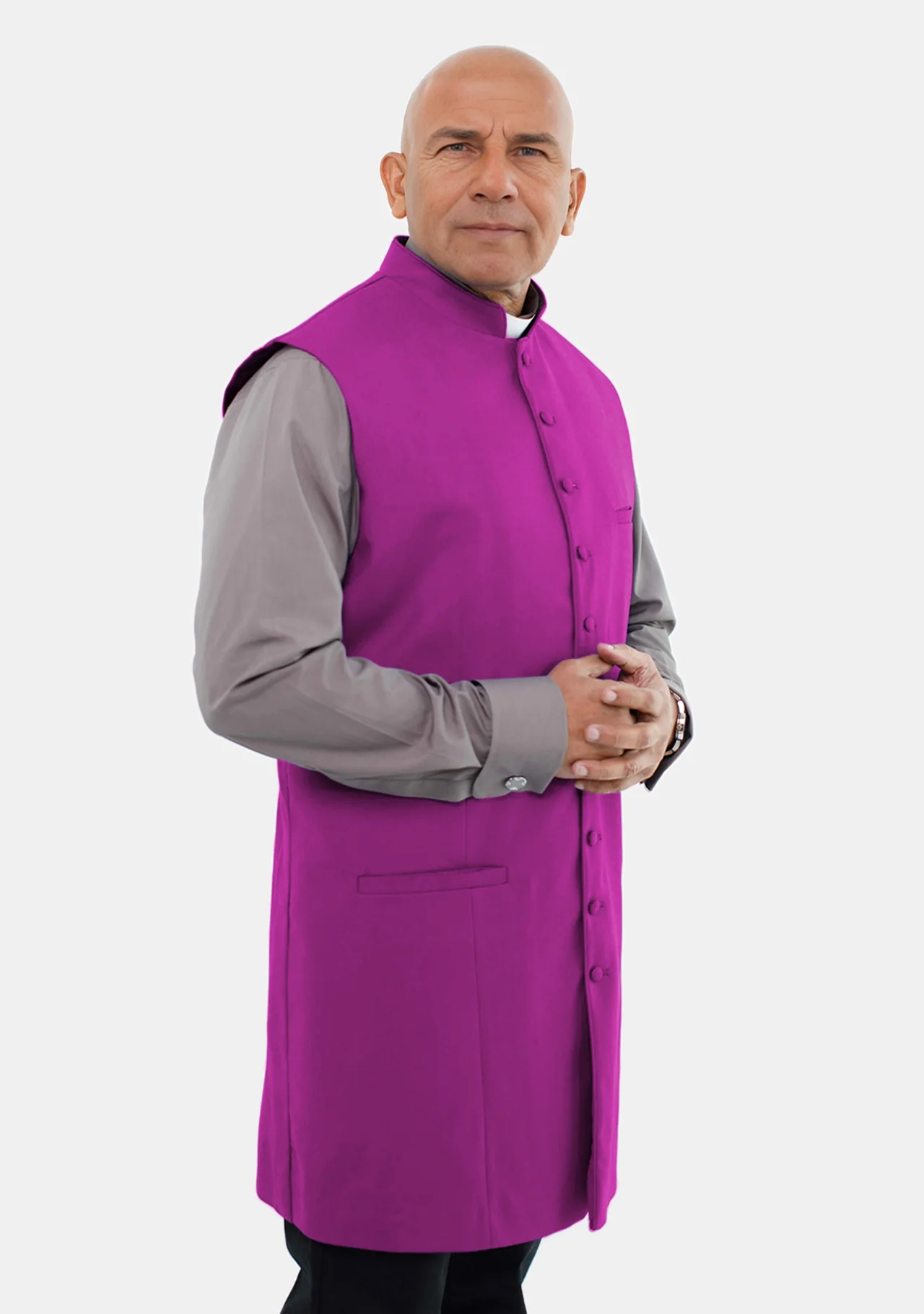 Men Clergy Long Vest Red Purple - Image 3