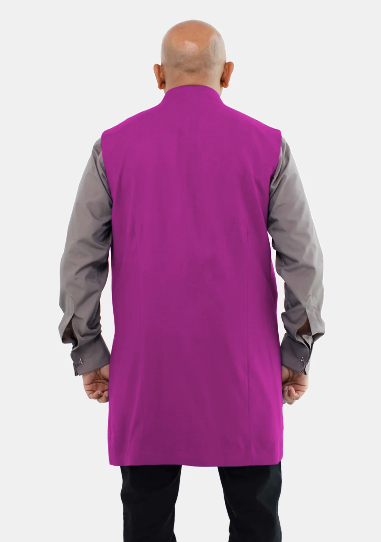 Men Clergy Long Vest Red Purple - Image 6