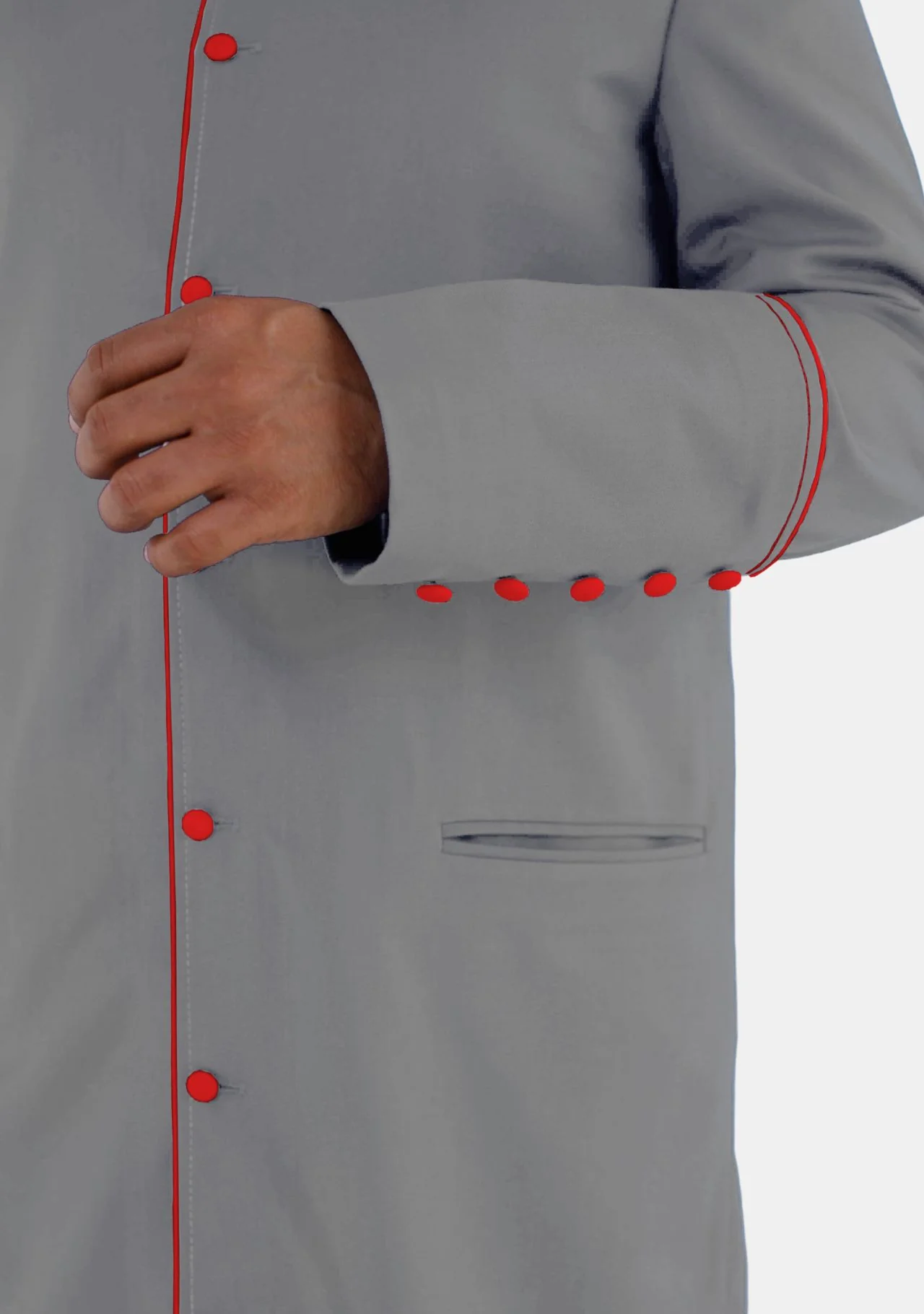 Gray With Red eClergys Men Robe - Image 8