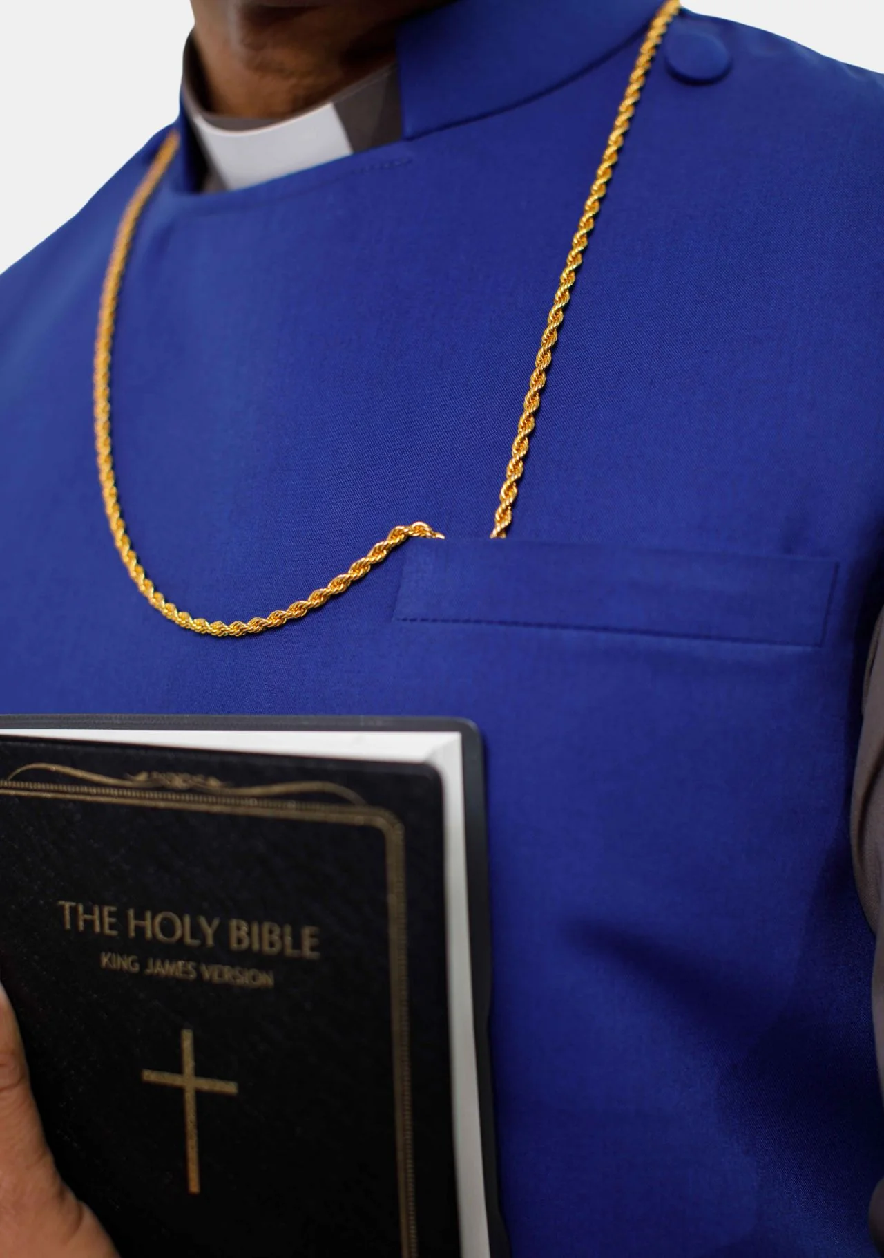 Pulpit Pinafore Royal Blue Clergy Apron for Men - Image 4