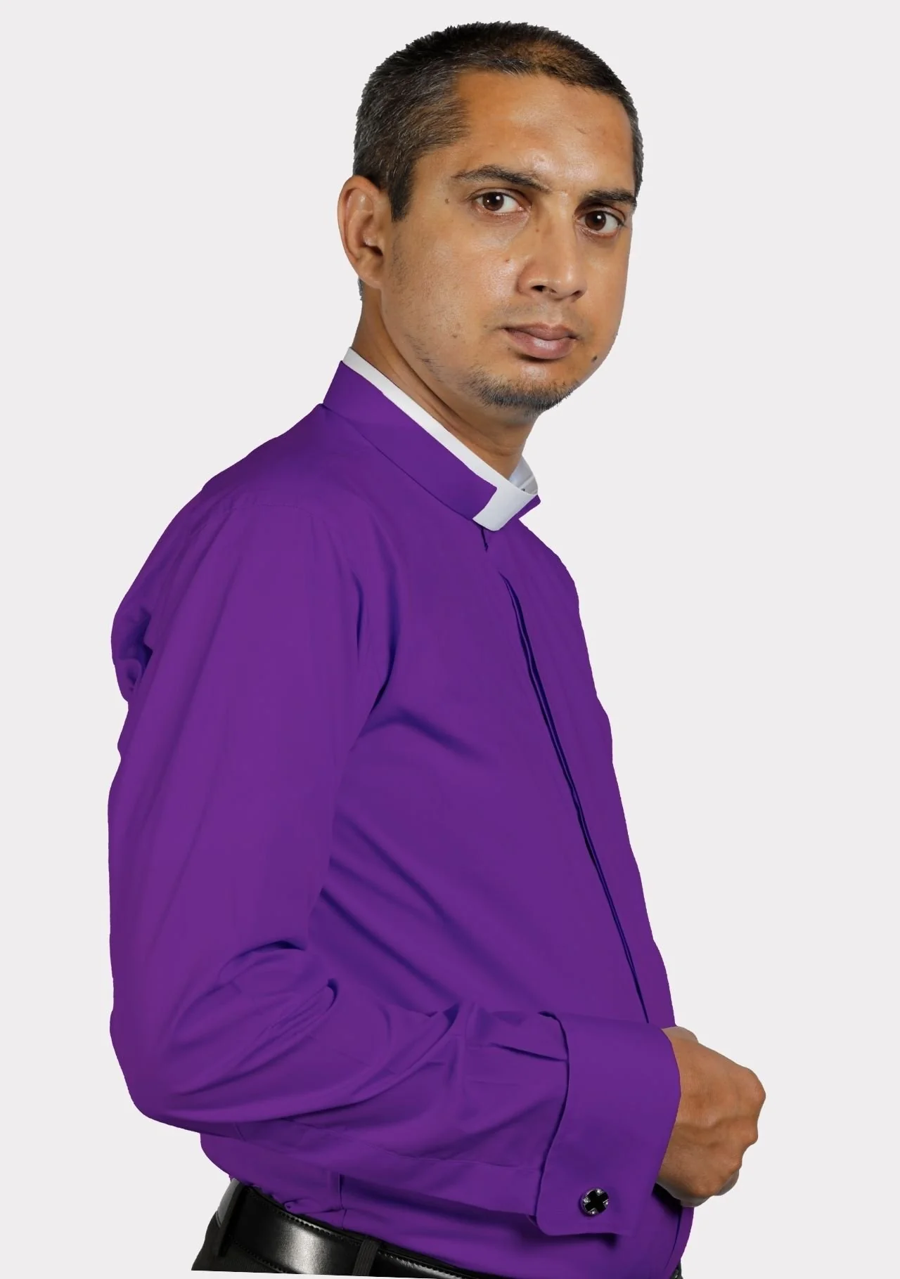 Roman Collar Purple Clergy Shirt - Image 2