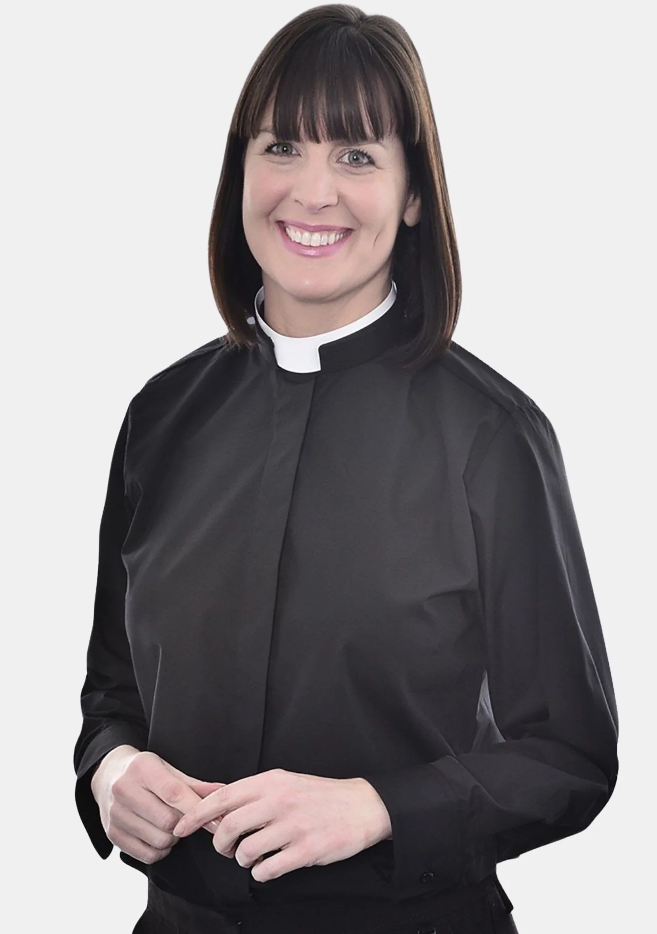 Ladies Black eClergy's Shirt with Roman Collar - Image 3