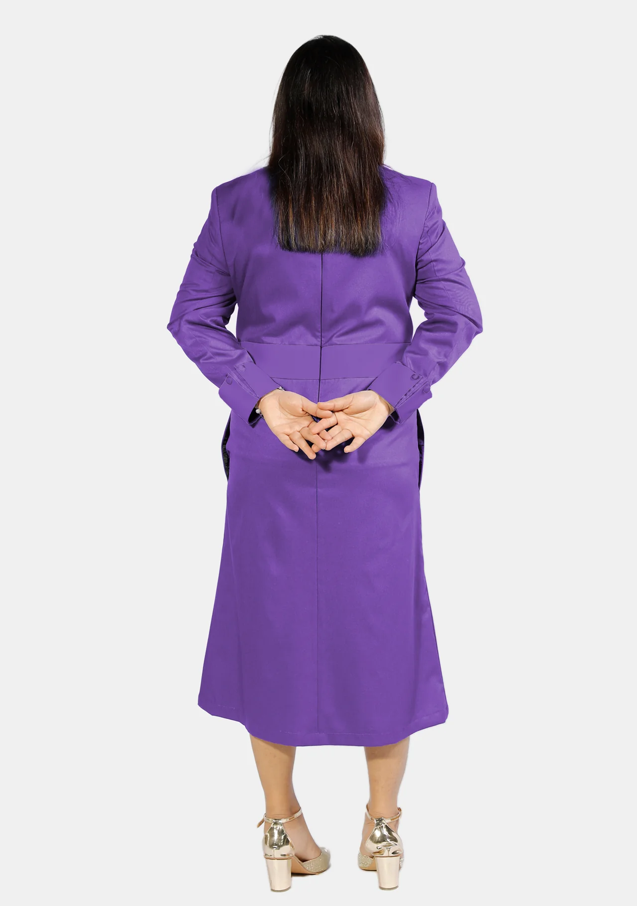 Womens Clergy Dress Roman Purple with Designer Buttons - Image 3