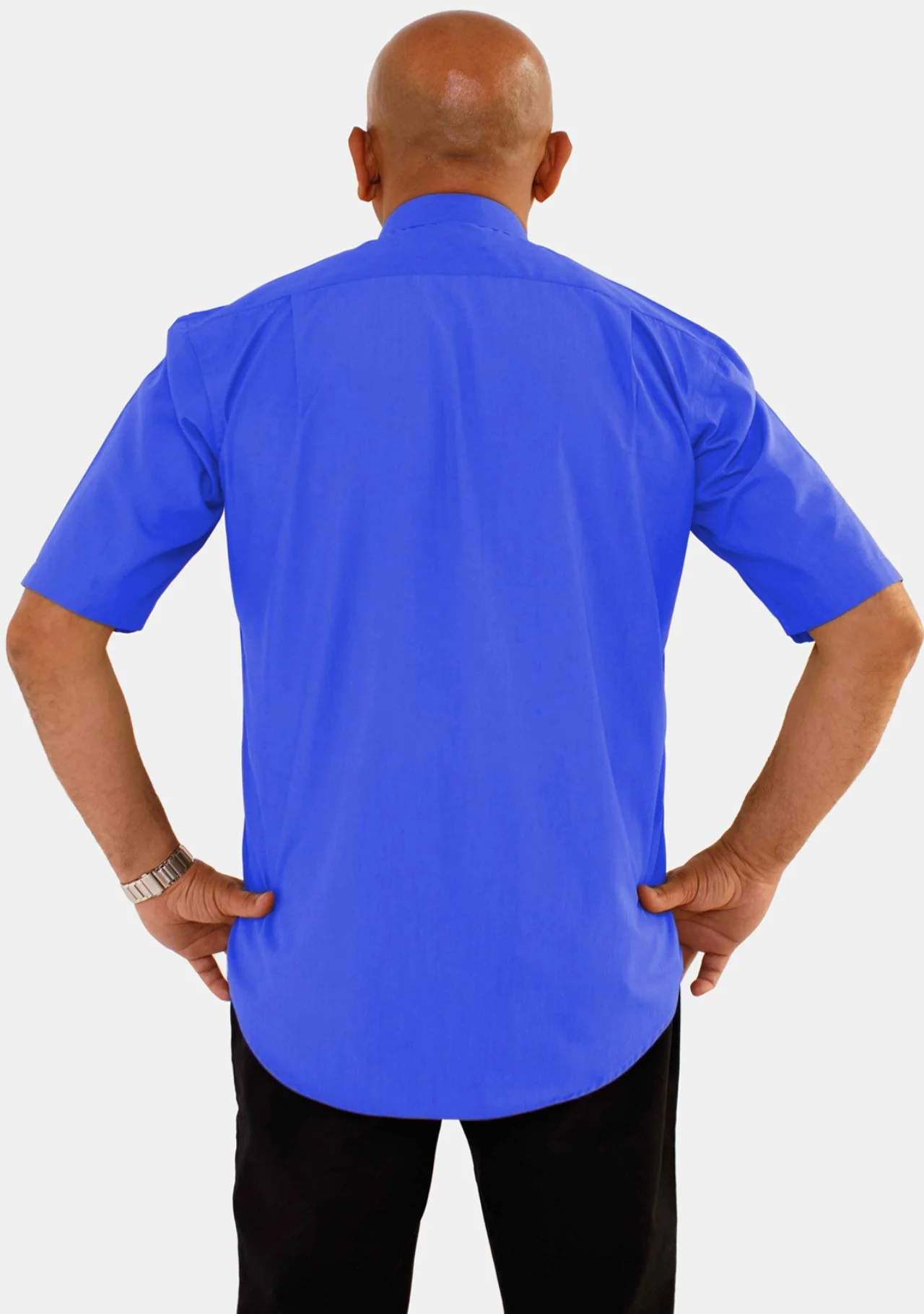 Royal Blue Short Sleeve Tab Collar Clergy Shirt for Men - Image 3