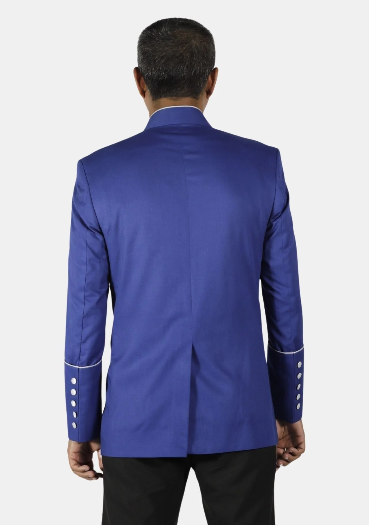 Royal Blue with White Trim Double Breasted Pastor Jacket - Image 4