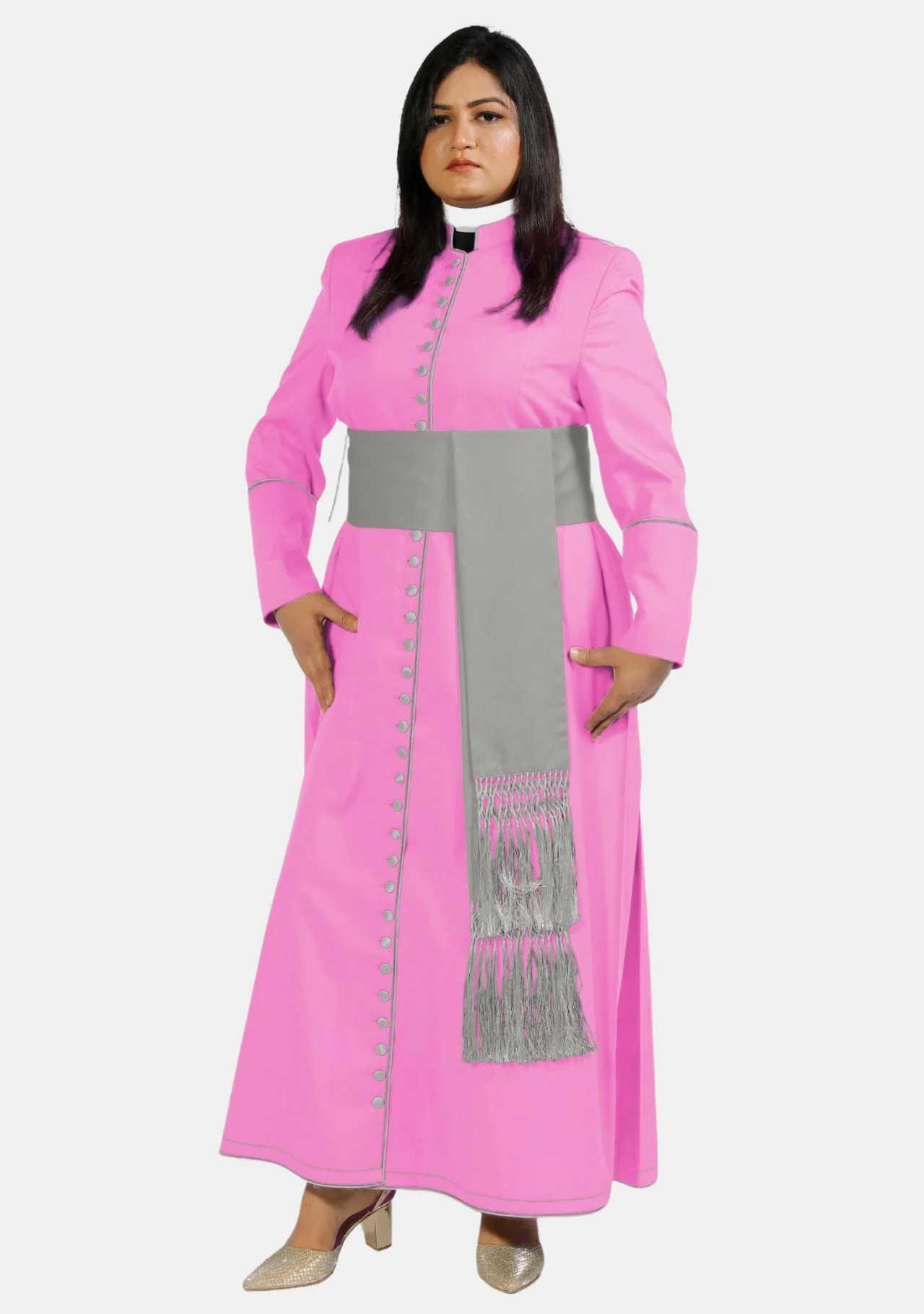 Pink with Gray Women Cassock - Image 2