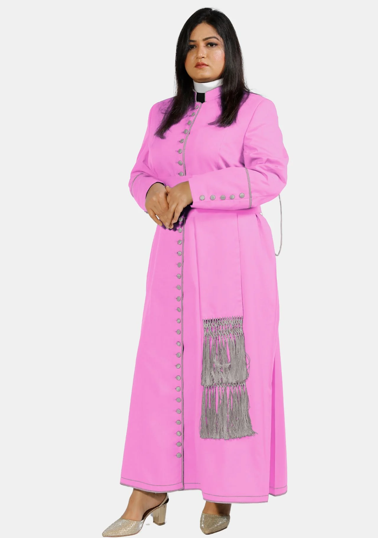 Pink with Gray Women Cassock - Image 3