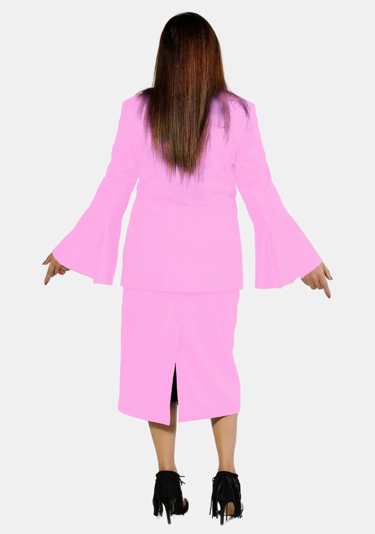 eClergy's Suit Flared Sleeve Pink White - Image 4